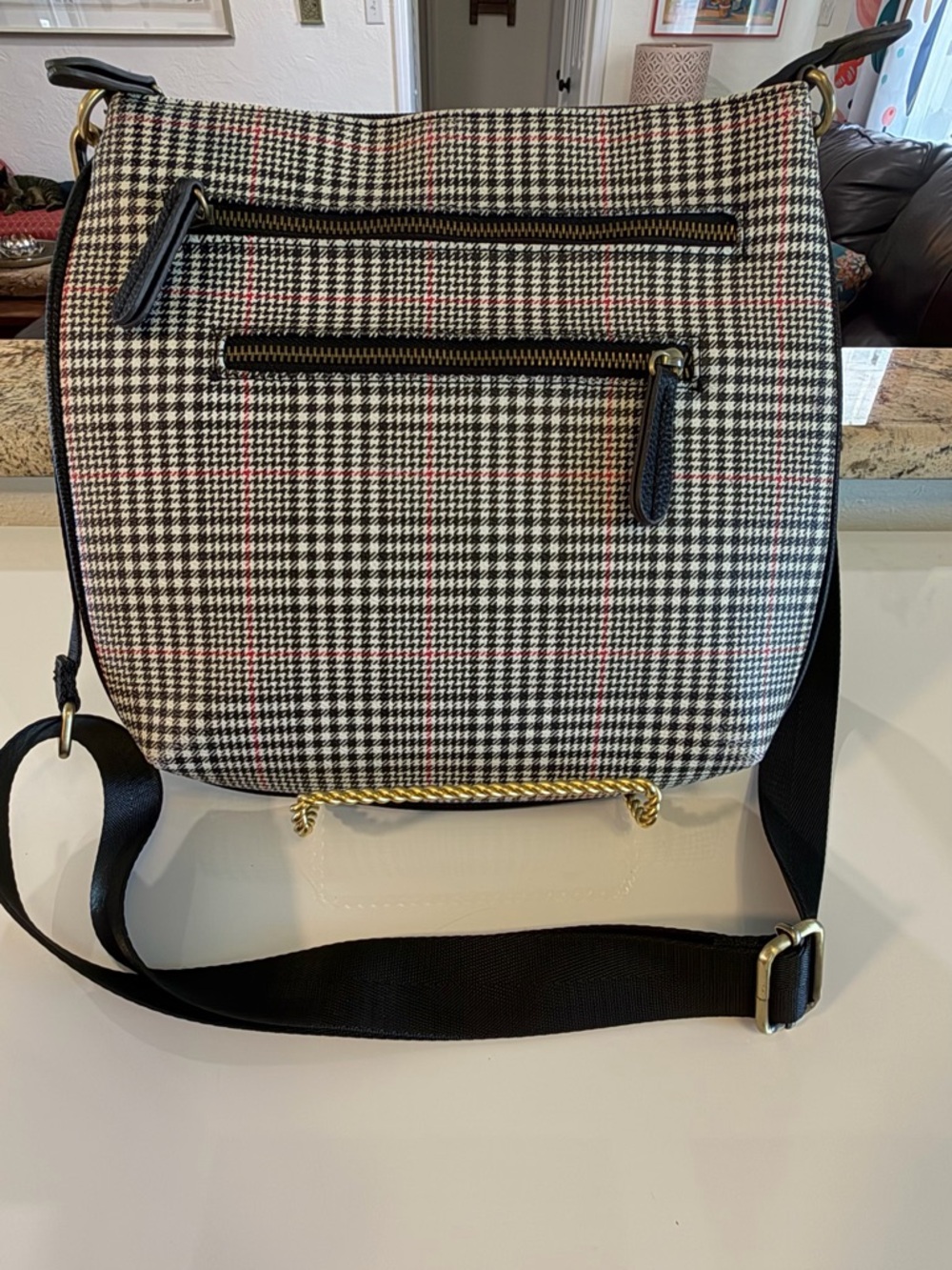 Saint John's Bay Active Black and White Houndstooth Crossbody Bag